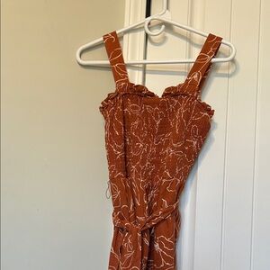 Rust Orange Floral Jumpsuit
